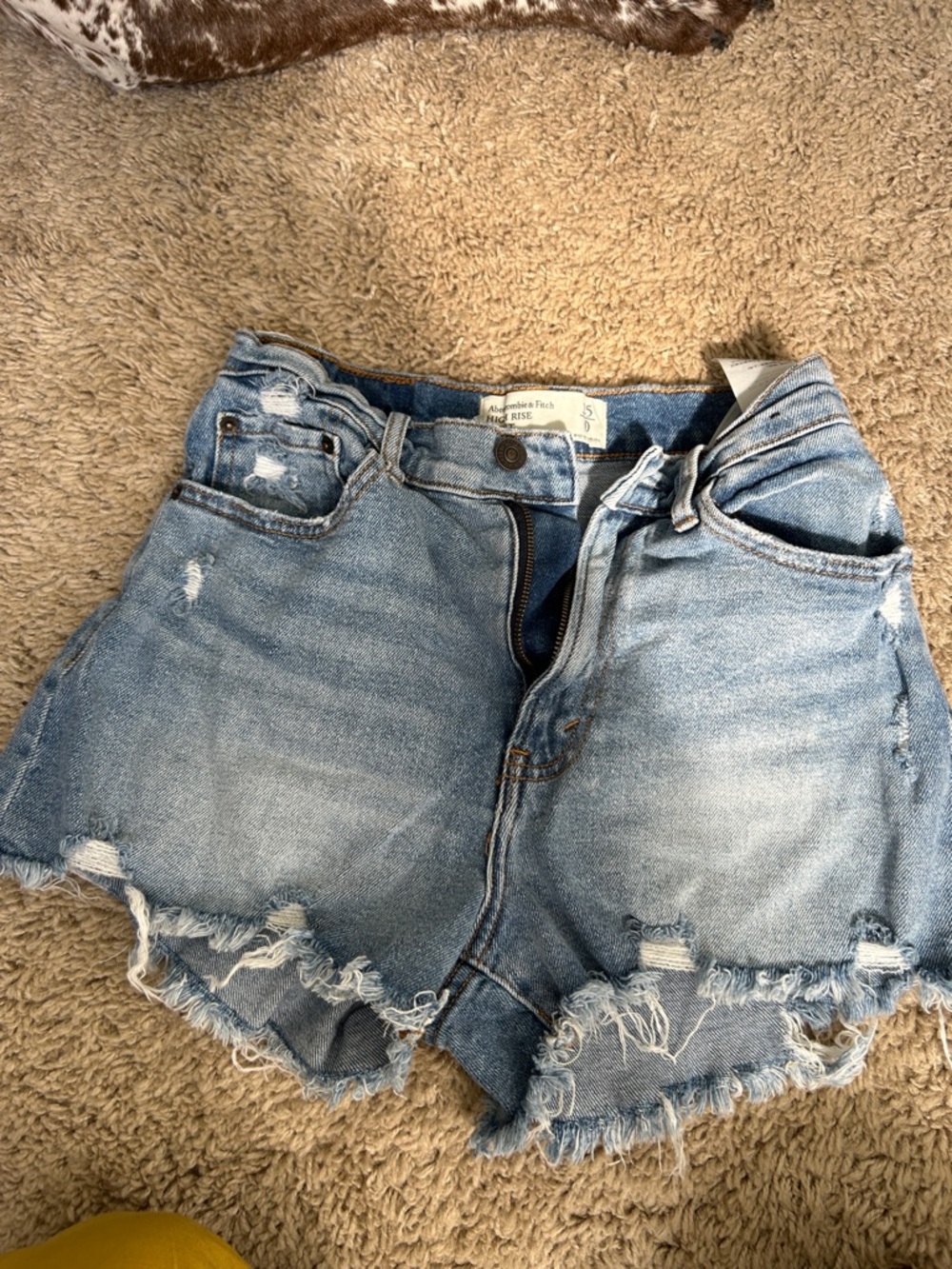 Abercrombie & Fitch Light Blue Distressed High-Rise Jean Shorts